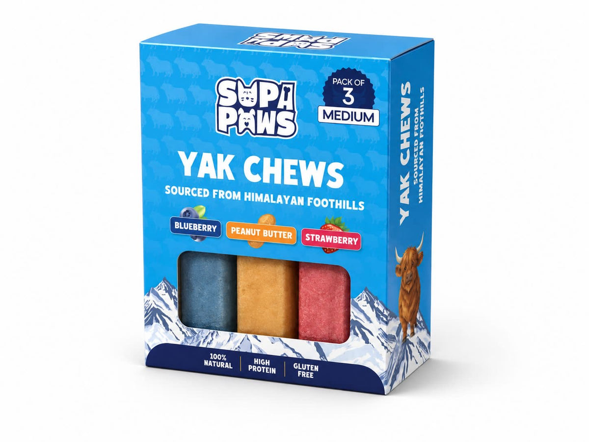 Yak Chews - Blueberry, Peanut butter, Strawberry - Medium (Pack of 3)