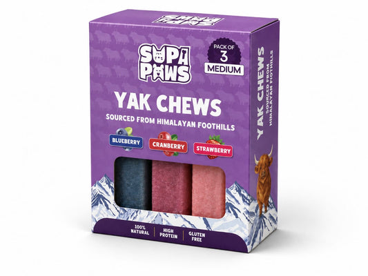Yak Chews - Blueberry, Cranberry, Strawberry - Medium (Pack of 3)